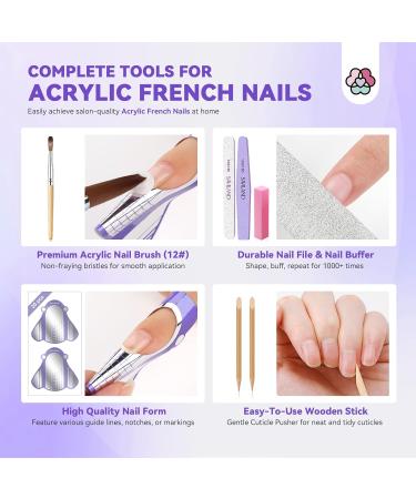 SAVILAND Acrylic Nail Kit - Complete Set with Keratin Powder Castor Oil Vitamin E Nail Primer Glue French Tips & Pink Rhinestones for Beginners - DIY Home Salon Essentials - Buy Online on GoSupps.com