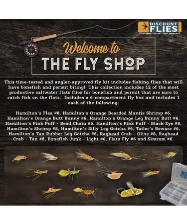 DiscountFlies Bonefish & Permit Saltwater Fly Fishing Kit - 12 Realistic Flies with Fly Box | Strong Sharp Hooks - Bonefish Fly Fishing Flies Collection (12 Pack) - Buy Online on GoSupps.com