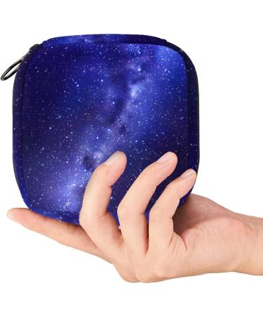 Blue Purple Starry Sky Sanitary Napkin Storage Bag for Women - Portable Period Kit with Zipper - Menstrual Cup Pouch for Girls and Ladies - Buy Online on GoSupps.com