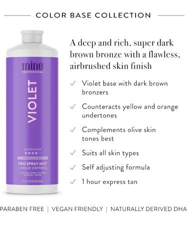 MINETAN BODY.SKIN Spray Tan Solution - Violet Pro Spray Mist - Salon Professional 1 Hour Express Tan For A Rich Warm Super Dark Tan 1 Litre - Buy Online on GoSupps.com