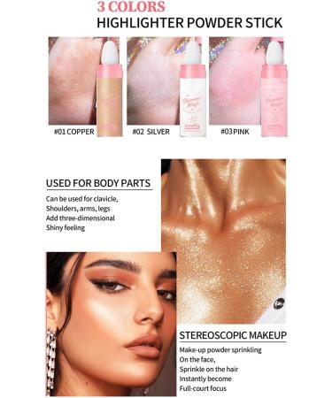 Highlighting and Finishing Stick - Fairy Highlighter Natural Stereo Contour Collarbone Patting Powder Highlighting Makeup (03) - Buy Online on GoSupps.com