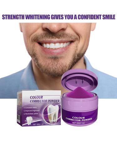 Purple Teeth Whitening Powder Color Correcting Enamel-Safe Sensitive Care with Herbal Stain Removal Color Corrector Freshen Breath and Toothpaste Booster 30g/Pack (1) - Buy Online on GoSupps.com