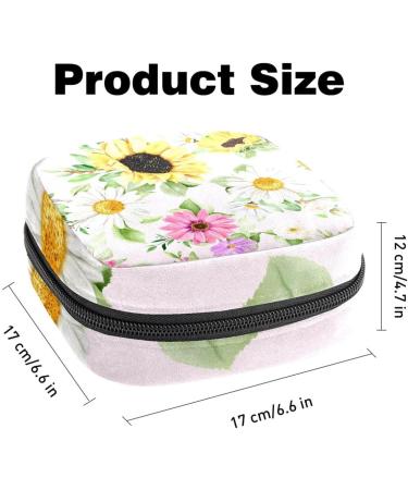 MUOOUM Menstrual Pad Bag - Blooming Sunflower Daisy Print | Sanitary Napkin & Tampon Organizer for Women and Girls | Multi-Colored - Buy Online on GoSupps.com