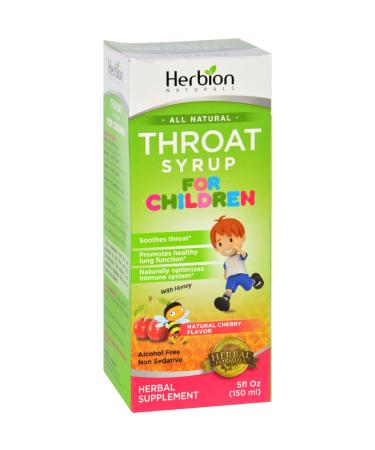2 Pack of Herbion Throat Syrup - All Natural - Cherry - for Children - 5 oz - Gluten Free-Dairy Free -