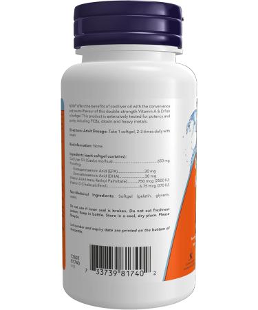 Now Foods Cod Liver Oil Double Strength Vit A&D 100gel - Buy Online on GoSupps.com
