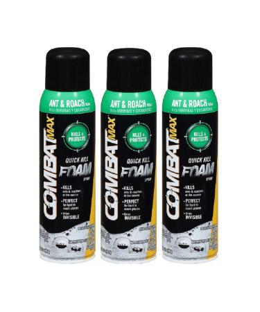 Combat Max Ant and Roach Killer Quick Kill Foam Spray, 17.5 Ounce (Pack of 3)