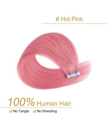 Yilite Hot Pink Tape In Hair Extensions 40cm - Real Hair 10 Pieces 20g Invisible Silky Straight Skin Weft - Buy Online on GoSupps.com
