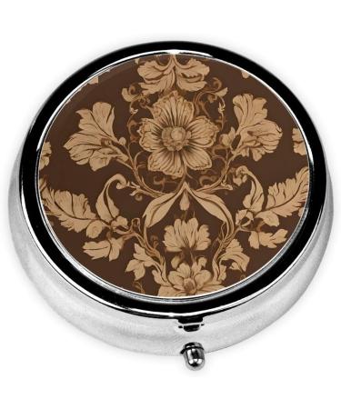 Ornate Floral Mini Round Pill Box | 3 Compartment Portable Pill Organizer for Travel & Home Use - Buy Online on GoSupps.com