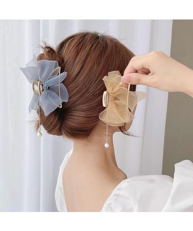 2 Pack Metal Big Lace Bows French Style Hair Clips Clamp Tassel Nonslip Hair Claw Hair Accessories for Women Girls for Thinner Thick Hair Styling 1 count (Pack of 2) 2pcs Bow Knot - Buy Online on GoSupps.com