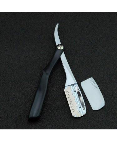 Spring Inside 74 Blades DE Razors Straight Razor Stick for Men Women Barber Shaving Blades Spring Beard Face Underarm Body (Black) - Buy Online on GoSupps.com