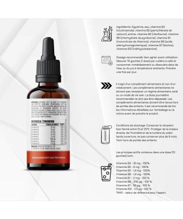 Vitamin B Complex - 60 Applications - Toutes les 8 vitamines B - Ne contient pas d'alcool ni d'autres additifs (30ml) - Go t: Orange - Buy Online on GoSupps.com