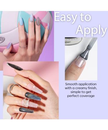 Modelones Pastel Gel Nail Polish Set - 6 Colors Cat Eye Holographic Glitter 9D Magnetic Manicure Kit for Women - Spring Daydreams Collection - Buy Online on GoSupps.com
