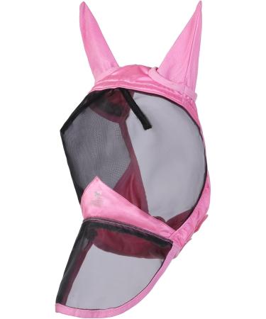 Harrison Howard Caremaster Pro Luminous Horse Fly Mask - UV Protection Large Eye Space & Long Nose with Ears - Pink for Warmbloods (L) - Buy Online on GoSupps.com