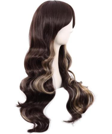 MapofBeauty 28 Inch Charming Women Side Bangs Long Curly Synthetic Wig (Brown Mixed Blonde) - Buy Online on GoSupps.com