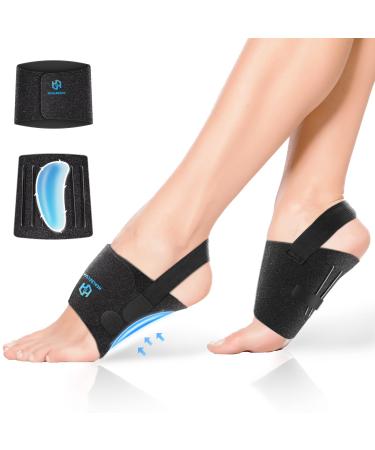 Arch Support Braces for Plantar Fasciitis Relief Adjustable Arch Compression Bands with Gel Arch Support Inserts Arch Support Sleeves Wrap for Flat Feet High Arch Feet Pain Relief