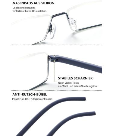Shop Lanomi Narrow Reading Glasses with Blue Light Filter Metal & TR90 Flexible Arms for Men & Women - HD Lens 1.25 Diopters with Case - Buy Online on GoSupps.com