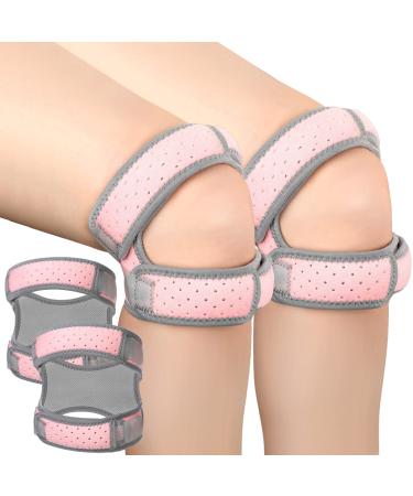 Patellar Tendon Support Strap Adjustable Support Knee Brace 2 Pcs Knee Pain Relief Flexible Neoprene Knee Strap Support for Women Running Jumping Rope Weightlifting  Pink