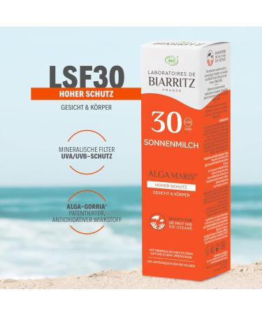 Laboratoires de Biarritz Sun Milk LSF30 ALGA Maris - Organic Face & Body Sunscreen - Light & Creamy Texture - 100ml Made in France - International Shipping - Buy Online on GoSupps.com