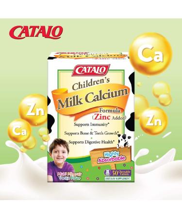 Catalo Naturals Kids Milk Calcium Formula - 50 Chewable Vanilla Tablets - Buy Online on GoSupps.com