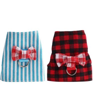 Pet Rabbit Traction Rope & Small Animal Harness - Red Grid + Blue Stripes (2pcs S) - Shop Now for Quality Pet Gear! - Buy Online on GoSupps.com