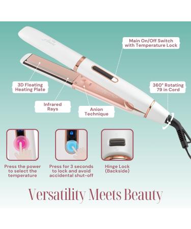 Asani 2-in-1 Flat Iron Hair Straightener & Curler - Fast Heating Anti-Frizz Ceramic 5 Heat Settings - Portable Styling Tool for Gorgeous Hair - Buy Online on GoSupps.com