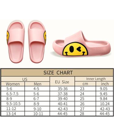Smiley Face Slides for Women and Men | Non-Slip EVA Sandals | Indoor/Outdoor Slippers | Quick Dry | Pink | Sizes 5-6 Women/4-5 Men - Buy Online on GoSupps.com