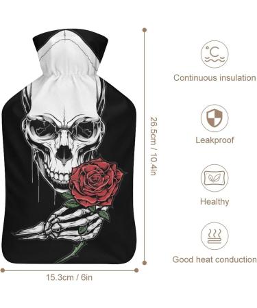 Skull Rose Hot Water Bottle with Plush Cover - Hand Warmer for Adults & Children | 26.5x15.3cm - International Shipping Available - Buy Online on GoSupps.com