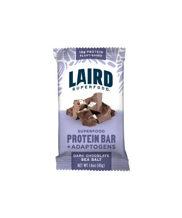 Laird Superfood Functional Protein Bars Protein Bar but Better with Real Ingredients Functional Mushrooms 10g Plant-Based Protein 6g Fiber - Non-GMO - Dark Chocolate Sea Salt 10 Count (Pack of 1) Dark Chocolate Sea Sal