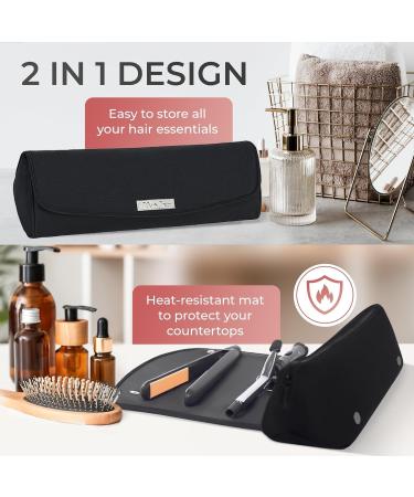 AvaJex Hair Tools Travel Bag with Heat Resistant Mat - Large Black for Flat Irons & Curling Iron | International Shipping - Buy Online on GoSupps.com