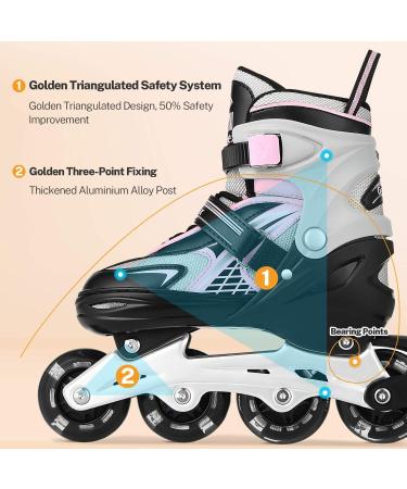 Adjustable Gonex Inline Skates for Kids with Light Up Wheels - Pink - Youth Size 4Y-7Y - Buy Online on GoSupps.com
