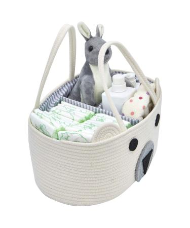InfiBay Baby Diaper Caddy Organizer with Removable Dividers - Cute Bear Basket - Portable Nursery Storage Basket - White - Buy Online on GoSupps.com