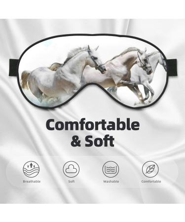 Running White Horses Print Sleep Eye Mask | Soft Travel Eyeshade with Elastic Strap for Ultimate Comfort - Buy Online on GoSupps.com