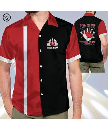 LASFOUR Men's Retro Bowling Hawaiian Shirt | Funny Custom Design | Vintage Button-Down Short Sleeve | Bowling Enthusiast Gift - Buy Online on GoSupps.com