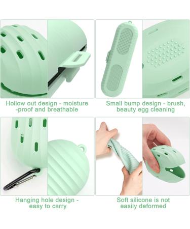 Travel Makeup Brush Holder Silicone Makeup Brush Bag with Sponge Holder Portable Cosmetic Bag with Ring Multi-Purpose Cosmetic Pouch Make Up Brush Organiser for Women Girls (Green) - Buy Online on GoSupps.com
