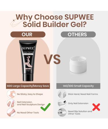 Supwee Builder Nail Gel 60g - Multifunctional Non-Stick Nail Extension & DIY Nail Art Kit with 24 Tips - Perfect for Home Use - Buy Online on GoSupps.com