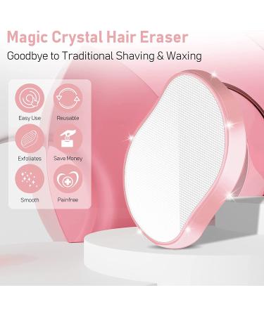 Hoyesch Crystal Hair Eraser | Reusable Painless Hair Remover for Women and Men - Exfoliation Tool for Back, Arms, Legs (Pink) - Buy Online on GoSupps.com
