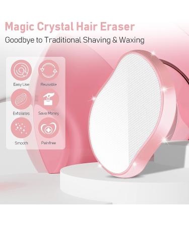 Reusable Crystal Hair Eraser - Painless Exfoliation Hair Removal Tool for Women and Men - Pink - Buy Online on GoSupps.com