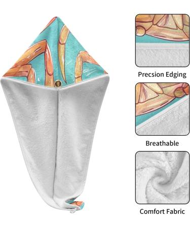 Cool Summer Crab Hair Towel 2 Pack - Super Absorbent Quick Dry Hair Turbans for Women & Girls - Buy Online on GoSupps.com
