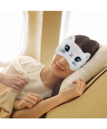 Sleep Mask for Children - 2-Pack Soft Plush Eye Covers | Cute Animal Designs for Girls & Boys | Pink & White Cat | Travel Nap & Party Accessories - Buy Online on GoSupps.com