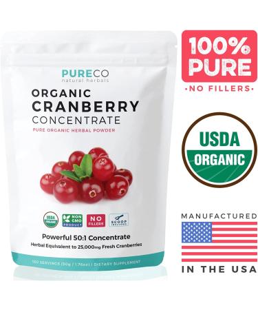 Organic Cranberry Concentrate Powder 500mg - 100 Servings - Kidney Cleanse & UTI Support for Women - No Pills - USDA Certified - Buy Online on GoSupps.com