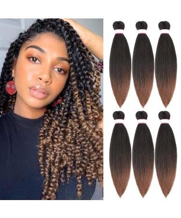 Antiensy braiding hair Easy Braid Professional itch-free synthetic fiber crochet borders yaki texture hair extensions 6 packs braid hair 40cm 1b/30# 40 cm (6 Pack) 1b/30#