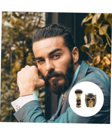 Frcolor Skull Beard Brush Set - Wooden & Metal Shaving Brush for Travel & Face Cleaning | Premium Shaving Tools - Buy Online on GoSupps.com