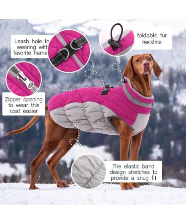 Kuoser Waterproof Dog Coat - Warm Fleece-Lined Jacket for Small & Medium Dogs | Cozy Reflective Winter Vest in Pink - Buy Online on GoSupps.com