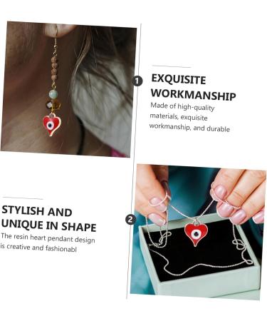 Lurrose 300 Pcs Heart Shaped Eye Material Heart Earrings Evil Eye Charm Pendants Round Apparel Resin Crafts - Buy Online on GoSupps.com