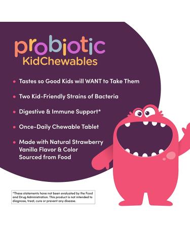 American Health Probiotic KidChewables - Strawberry Vanilla, 5 Billion Live Cultures, 30 Chewable Tablets - Buy Online on GoSupps.com
