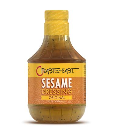 Feast From The East Sesame Dressing - Original - Gluten-Free - All-Natural - 32 Fl Oz - Sweet & Tangy, Toasted Sesame Asian Salad Dressings - Key Ingredient for Chinese Chicken Salad, Marinade, and Asian Salad Kit 32 Fl Oz