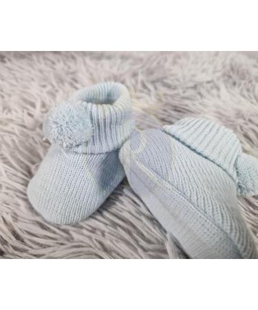 Royal Icon Newborn Baby Booties - RI408, 0-3 Months, Sky Blue, Unisex Pom Pom Bootees - Buy Online on GoSupps.com