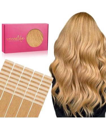 If Salife Tape Extensions Real Hair 40PCs 100g 40cm 16 inch Strawberries Blond Hair Extension Real Hair Extensions Tape Invisible Tape In Extensions Real Hair Extensions Seidig straight tape into the 40cm-100g #16A strawberries blonde