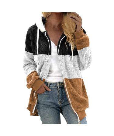Hanxiulin plush jacket oversize warm lined fleecemantel women sweater fleece sweater sweater transition jacket oversized caused curhake hooded tops coat winter jacket with hood 4xl coffee