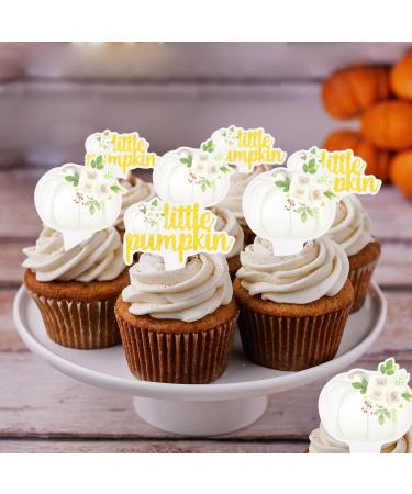 Little Pumpkin Cake Cupcake Topper Sweet Fall Baby Shower Decoration Autumn Themed Gender Reveal 1st Birthday Party Supplies White - Buy Online on GoSupps.com